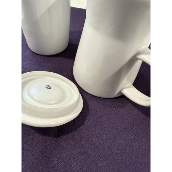 Bennington Potters Creamer and Sugar Bowl w Lid White Modernist Vermont Rare Vtg - Picture 8 of 16